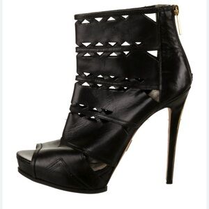 Herve Leger Lilah Zip back peep toe boots heels in 40.5- US -10